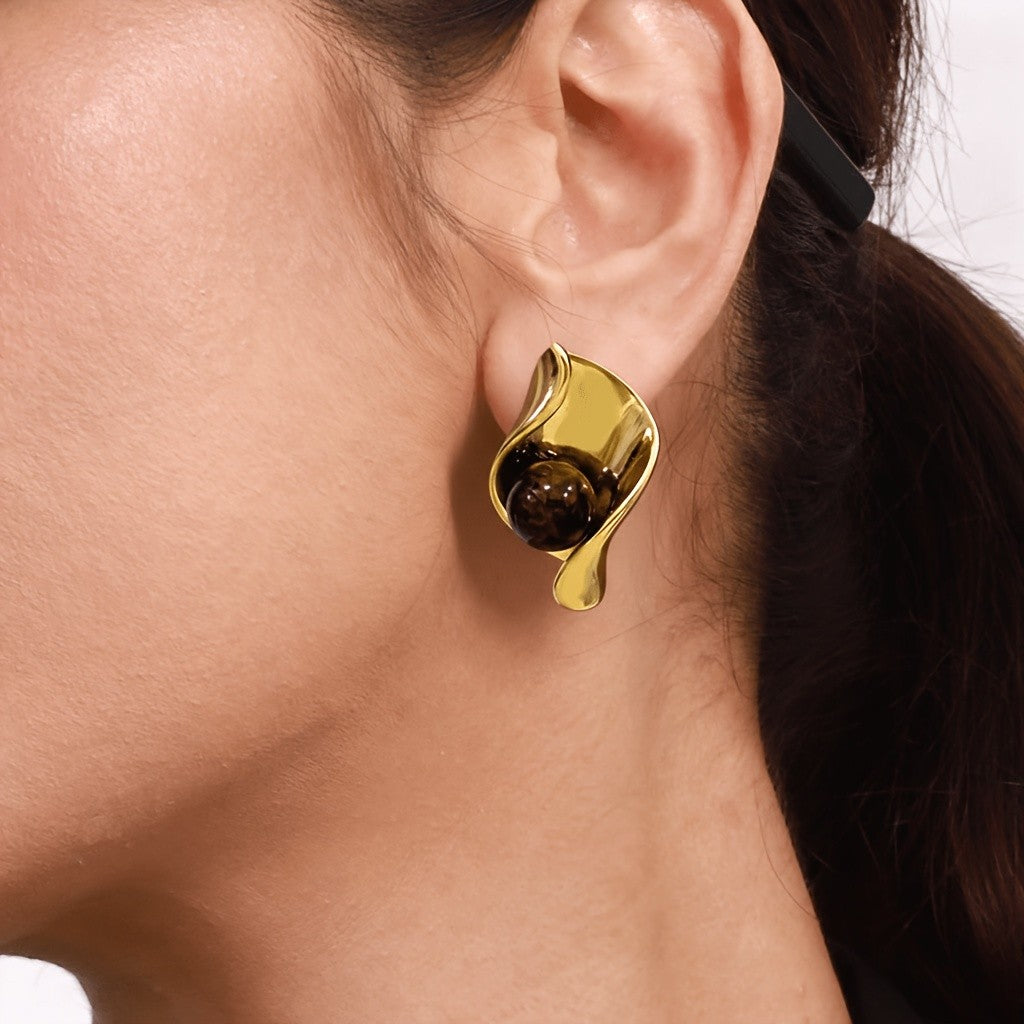 Vintage Tiger's Eye Swirl Earrings