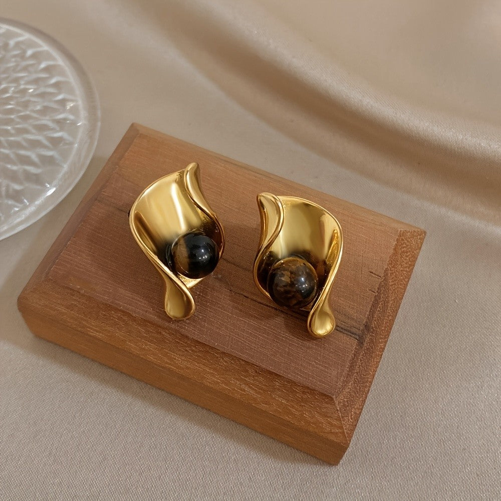Vintage Tiger's Eye Swirl Earrings