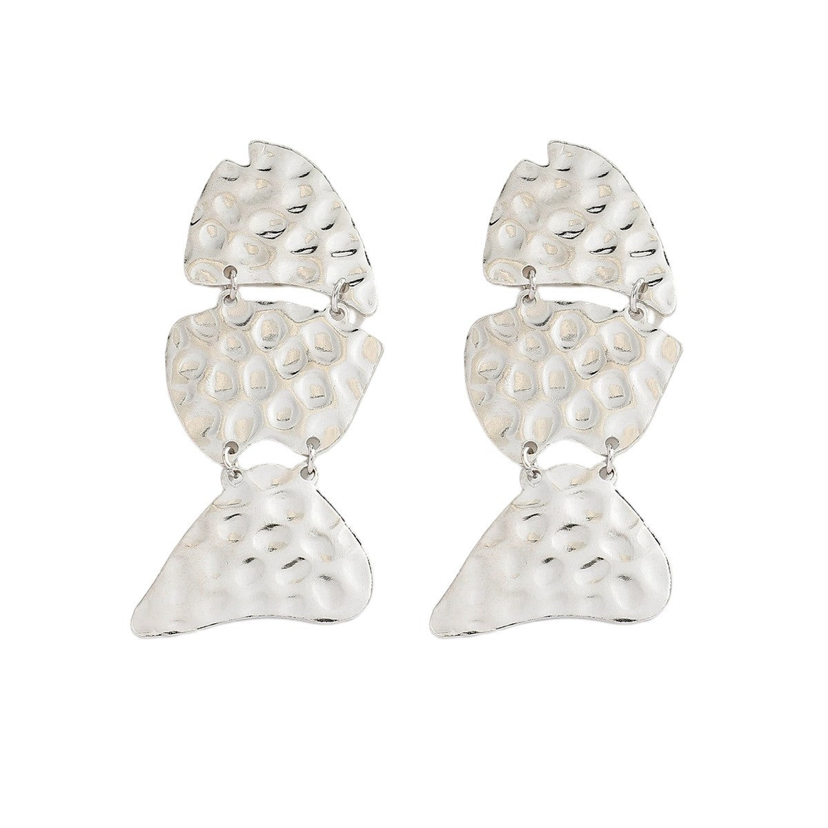 Vintage Textured Fish Drop Earrings