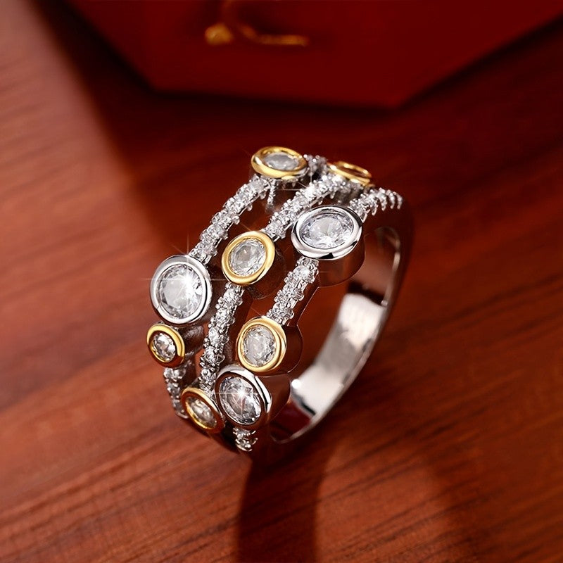 Three-Row Bubble Stone Ring