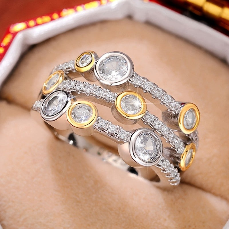Three-Row Bubble Stone Ring