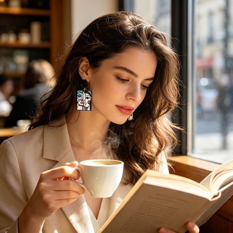 Abstract Cubist Face Drop Earrings