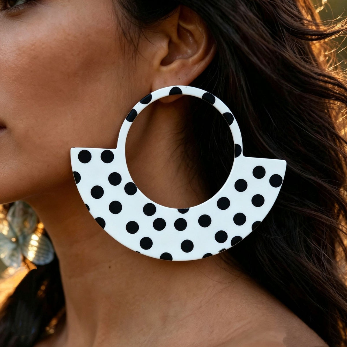 Geometric Polka Dot Hoop Earrings