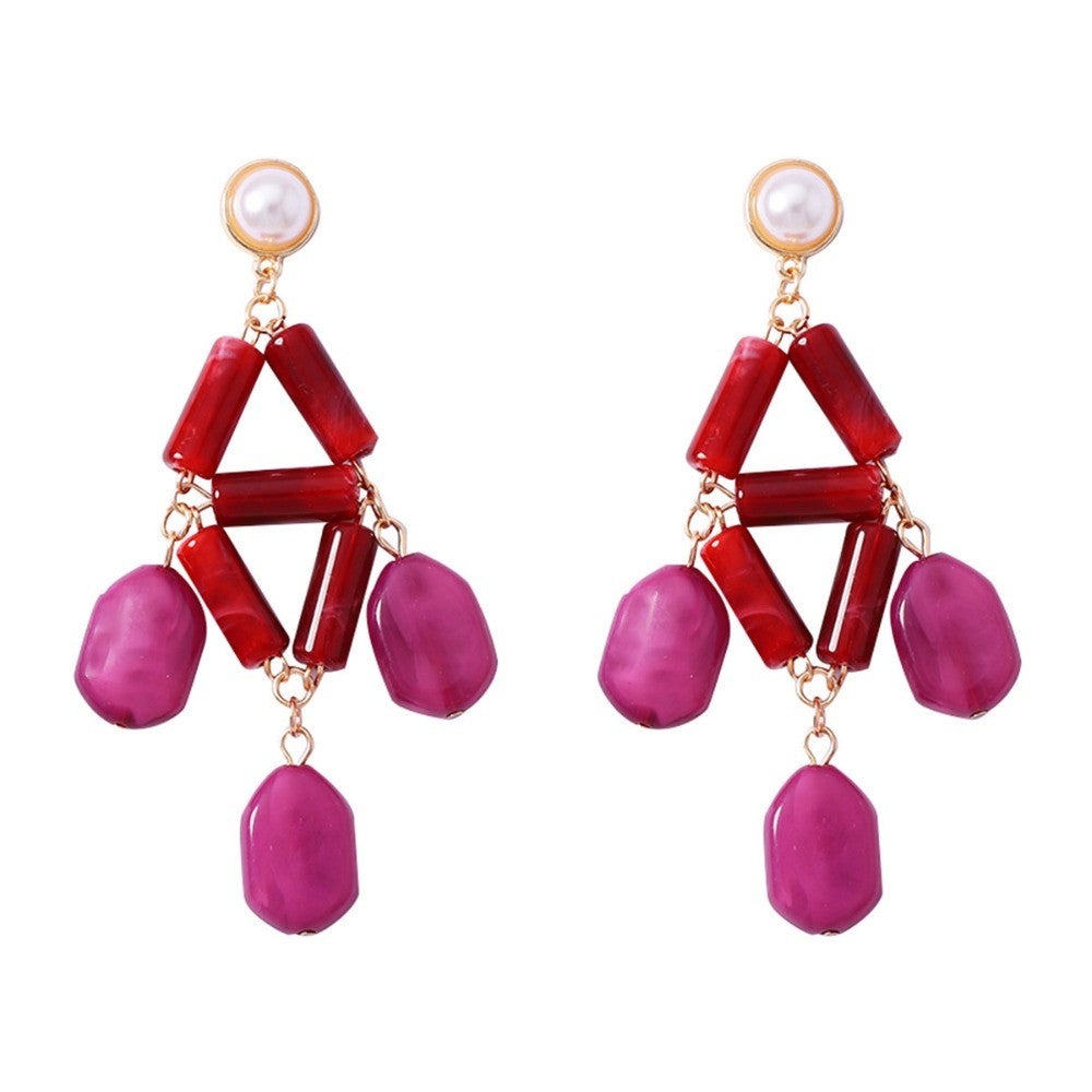 Vintage Geometric Resin Drop Earrings