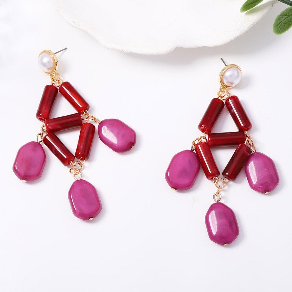 Vintage Geometric Resin Drop Earrings