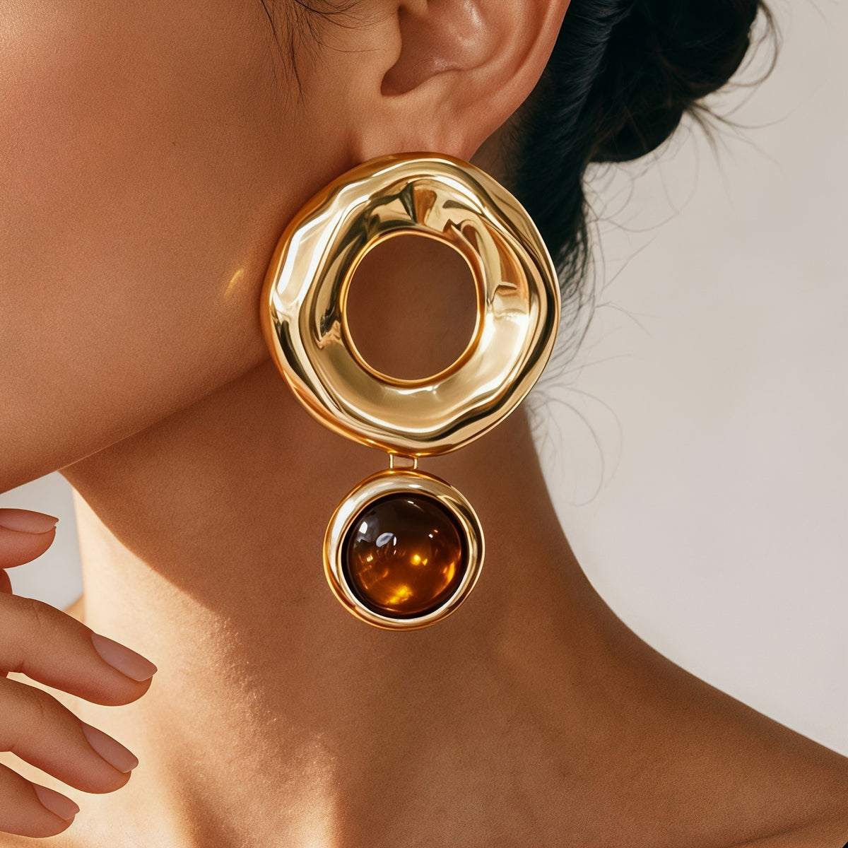 Vintage Gold Hollow Drop Earrings