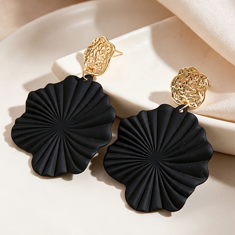 Vintage Black Fan Drop Earrings