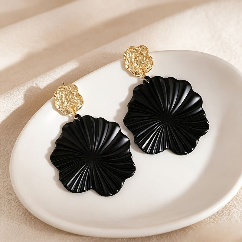 Vintage Black Fan Drop Earrings