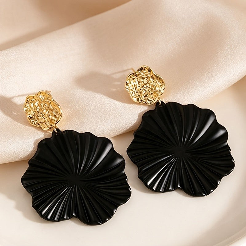 Vintage Black Fan Drop Earrings