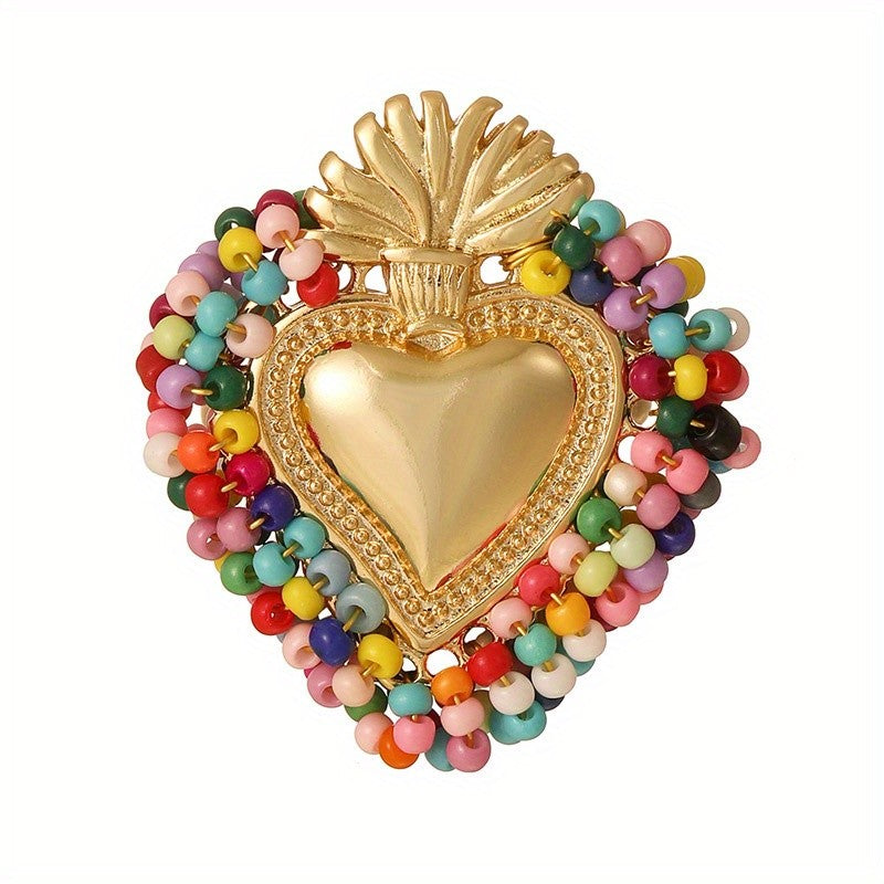18k Beaded Heart Open Ring