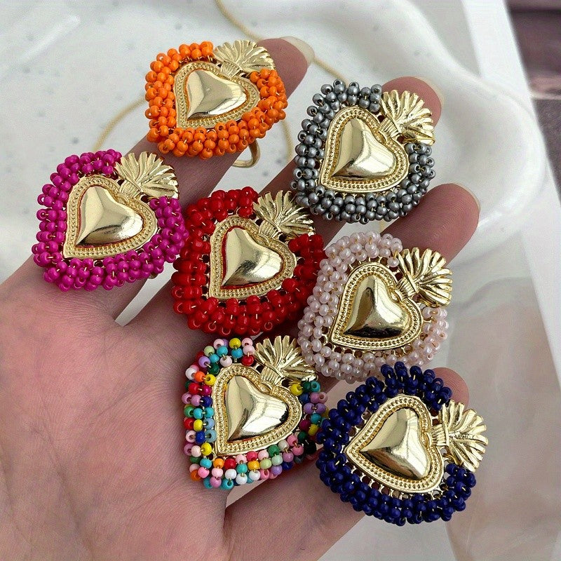 18k Beaded Heart Open Ring