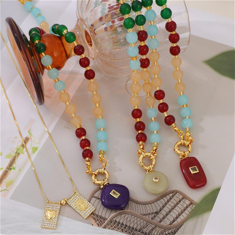 18k Multicolor Beaded Layered Necklace