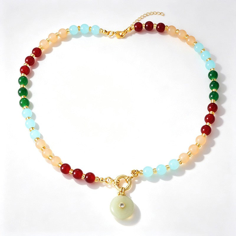18k Multicolor Beaded Layered Necklace