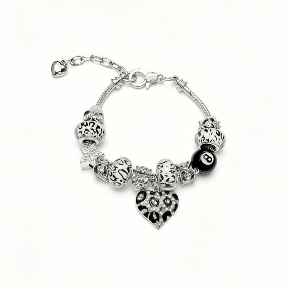 Leopard Print Beaded Charm Bracelet