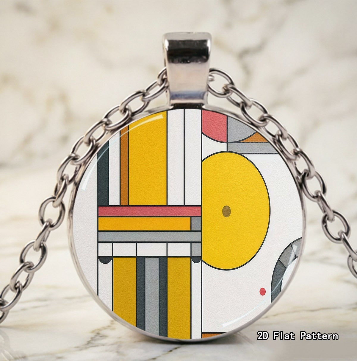 Geometric Abstract Art Pendant Necklace