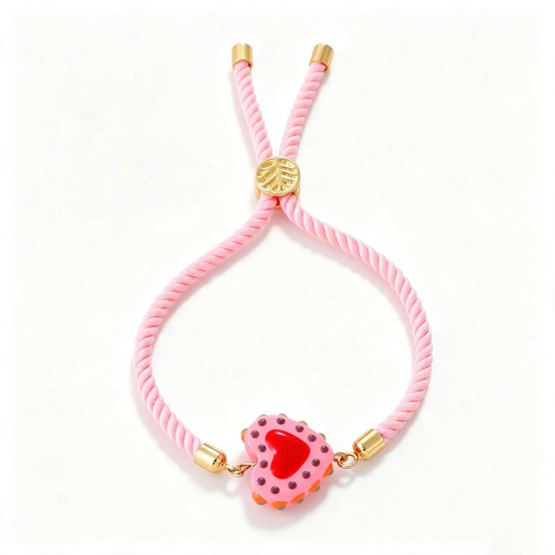 Colorful Square Heart Charm Bracelet