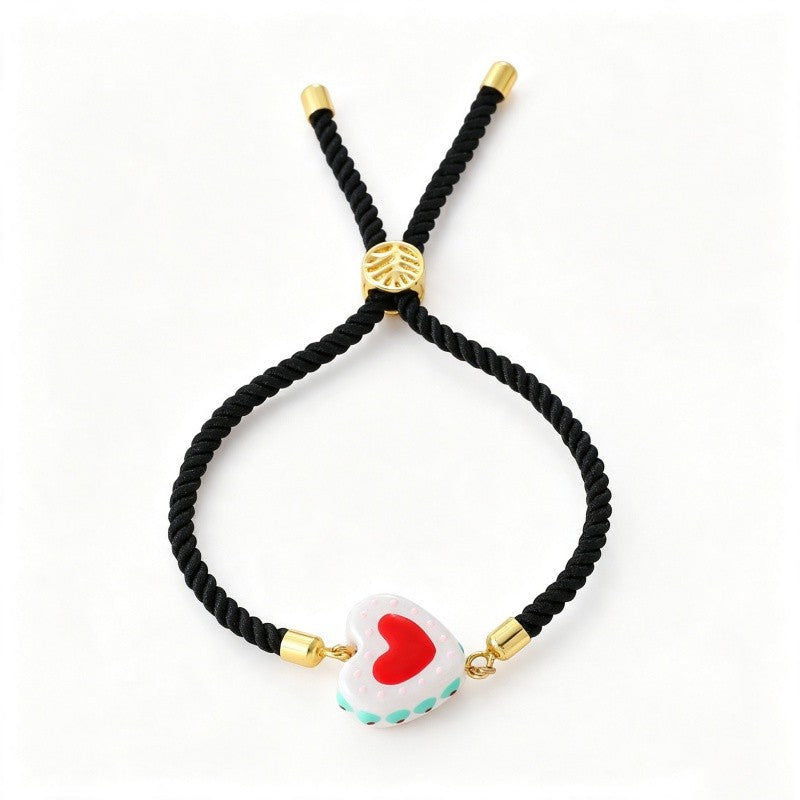 Colorful Square Heart Charm Bracelet