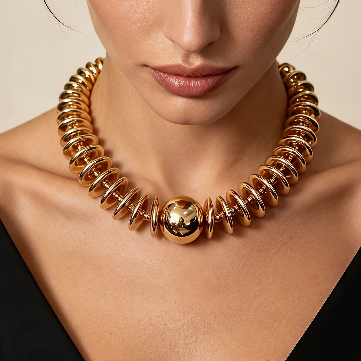Geometric Disc Bead Necklace