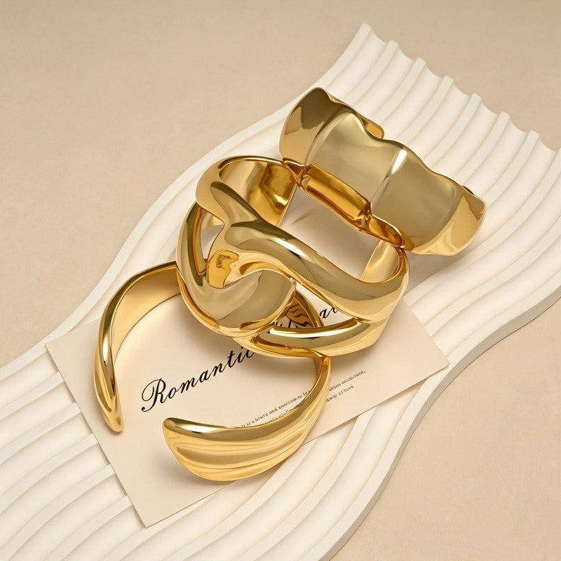 Asymmetric Geometric Cuff Bracelet Set
