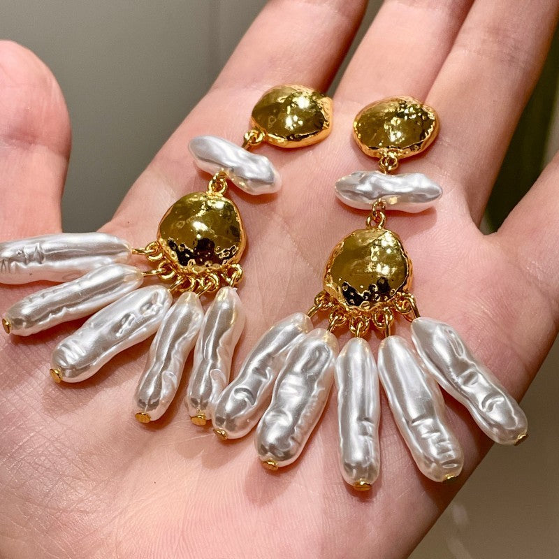 Vintage Irregular Pearl Drop Earrings
