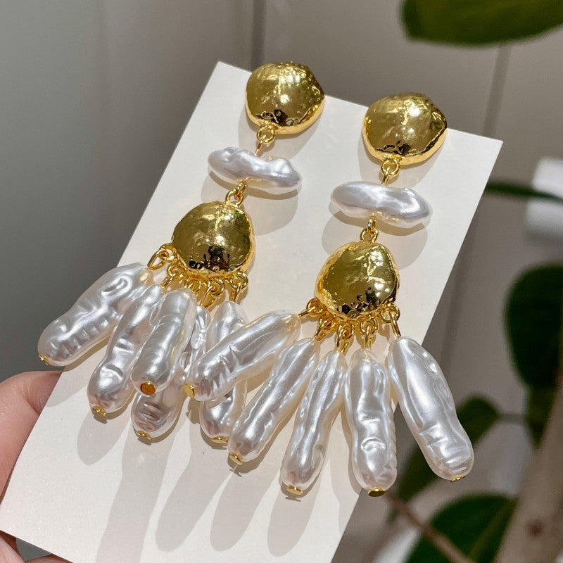 Vintage Irregular Pearl Drop Earrings
