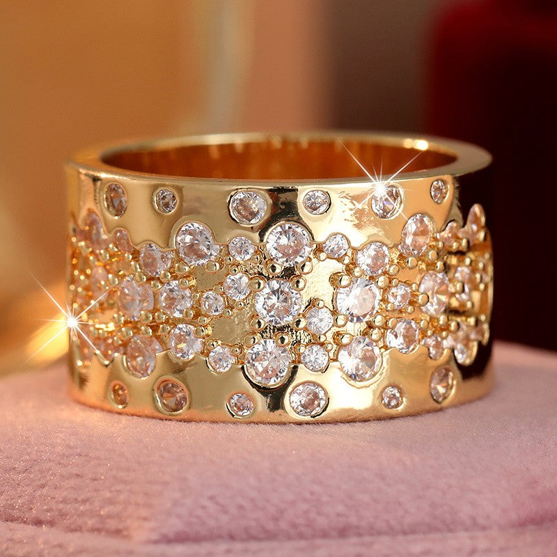 Wide Band Irregular Zircon Ring