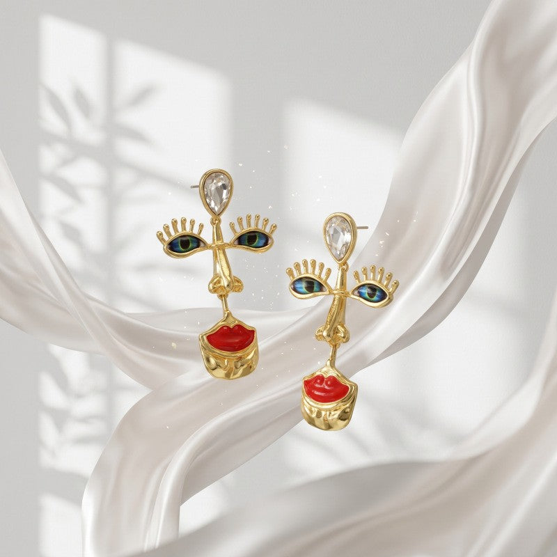 Vintage Art Face Drop Earrings