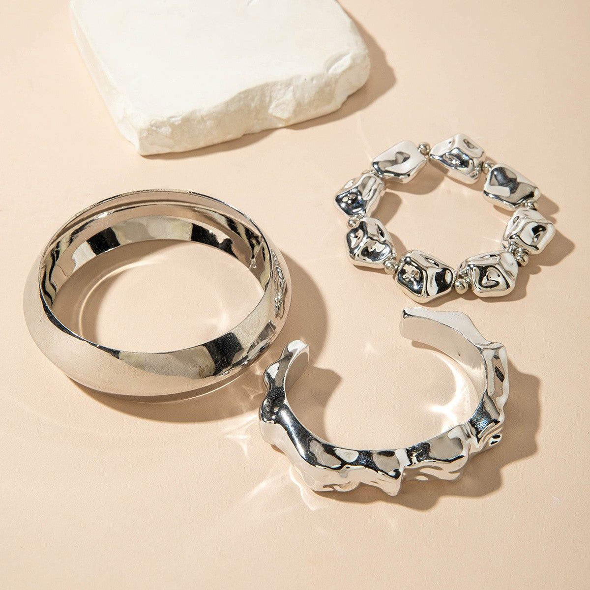 Irregular Geometric Link Bracelet Set