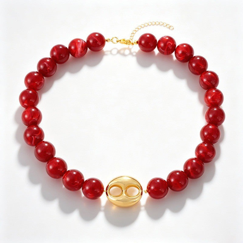 Multicolor Beaded Pig Nose Necklace