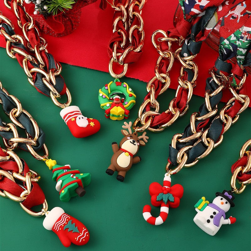 Christmas Charm Woven Chain Necklace