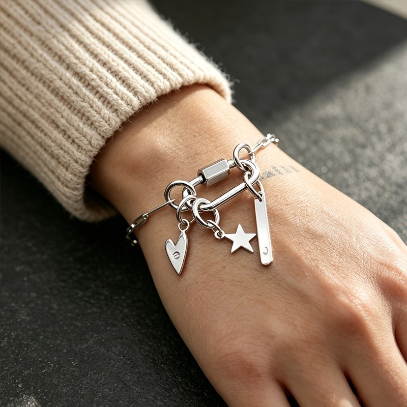 18k Custom Heart Star Charm Bracelet