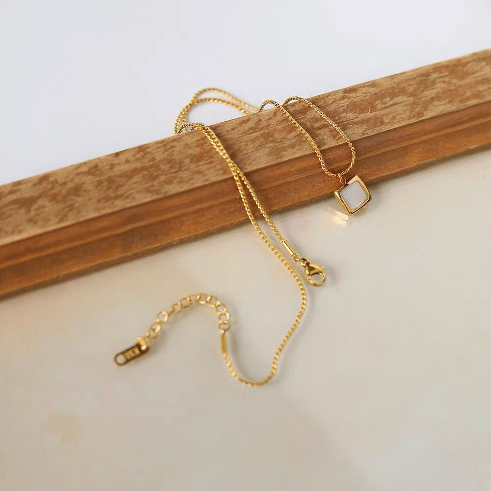 S925 Geometric Square Pendant Necklace