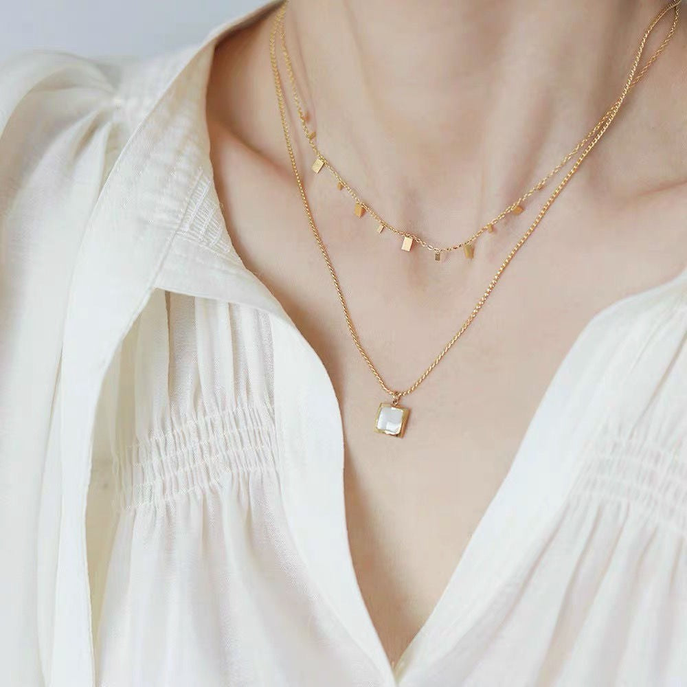 S925 Geometric Square Pendant Necklace