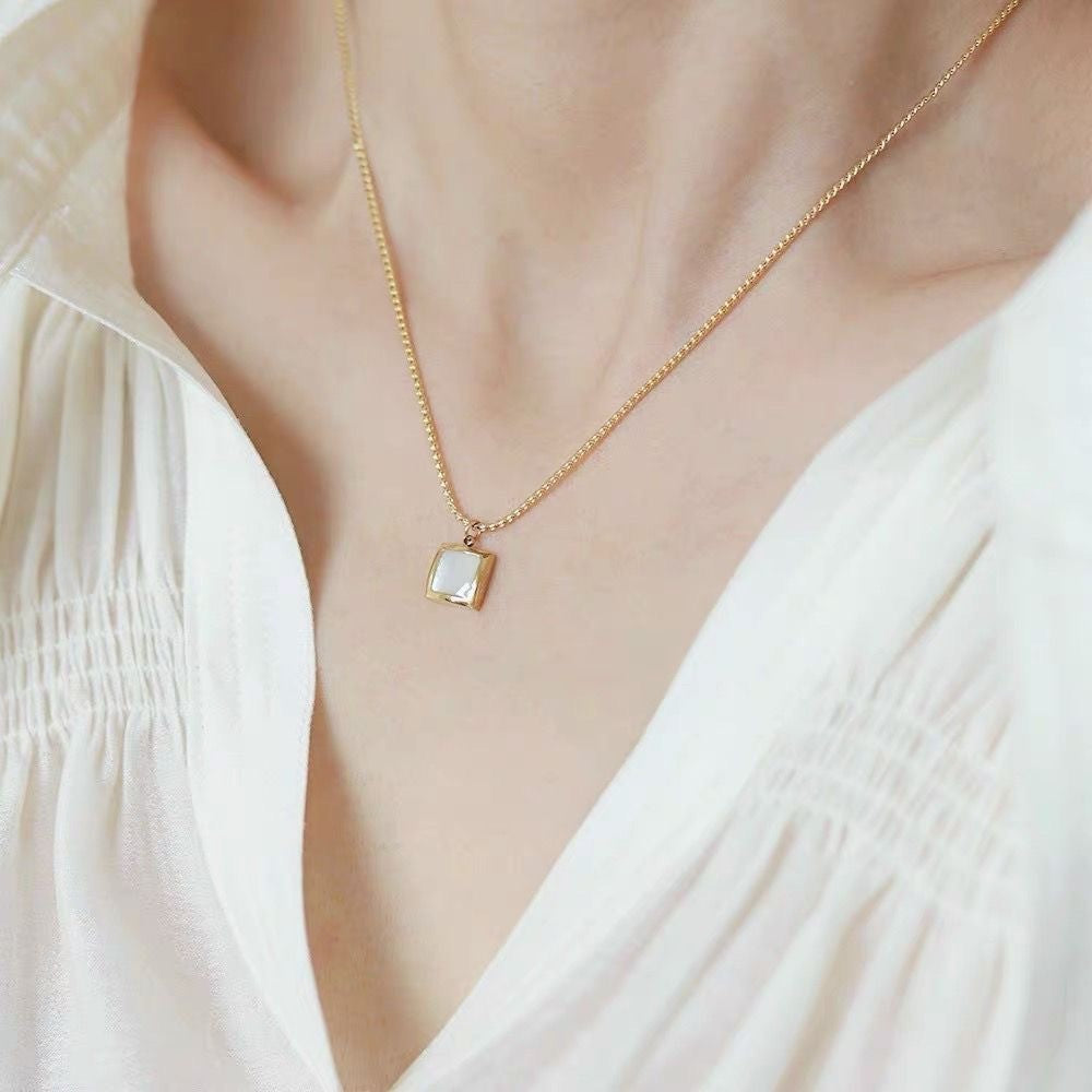 S925 Geometric Square Pendant Necklace