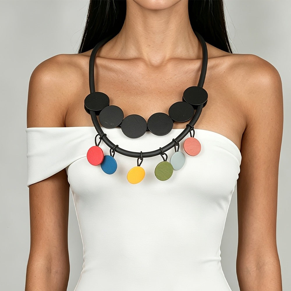 Colorful Round Disc Boho Necklace