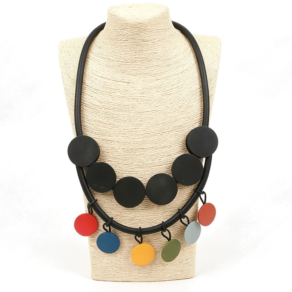 Colorful Round Disc Boho Necklace