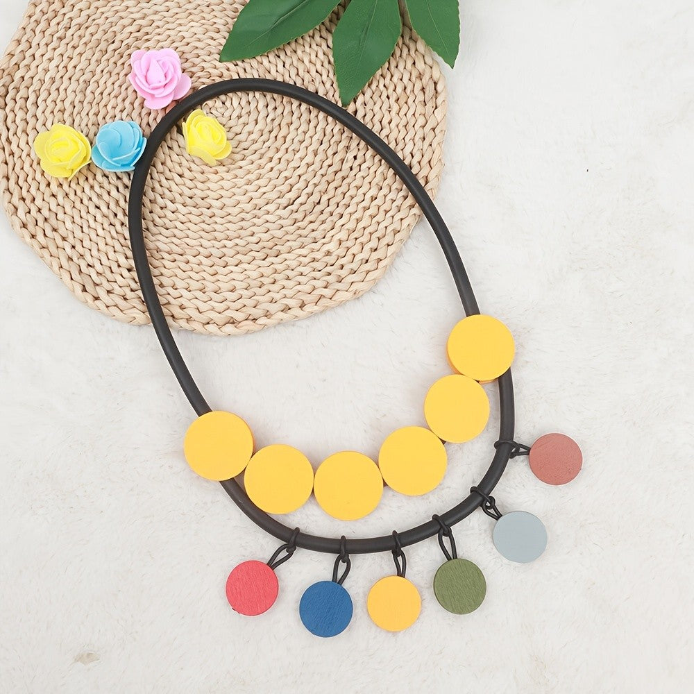 Colorful Round Disc Boho Necklace