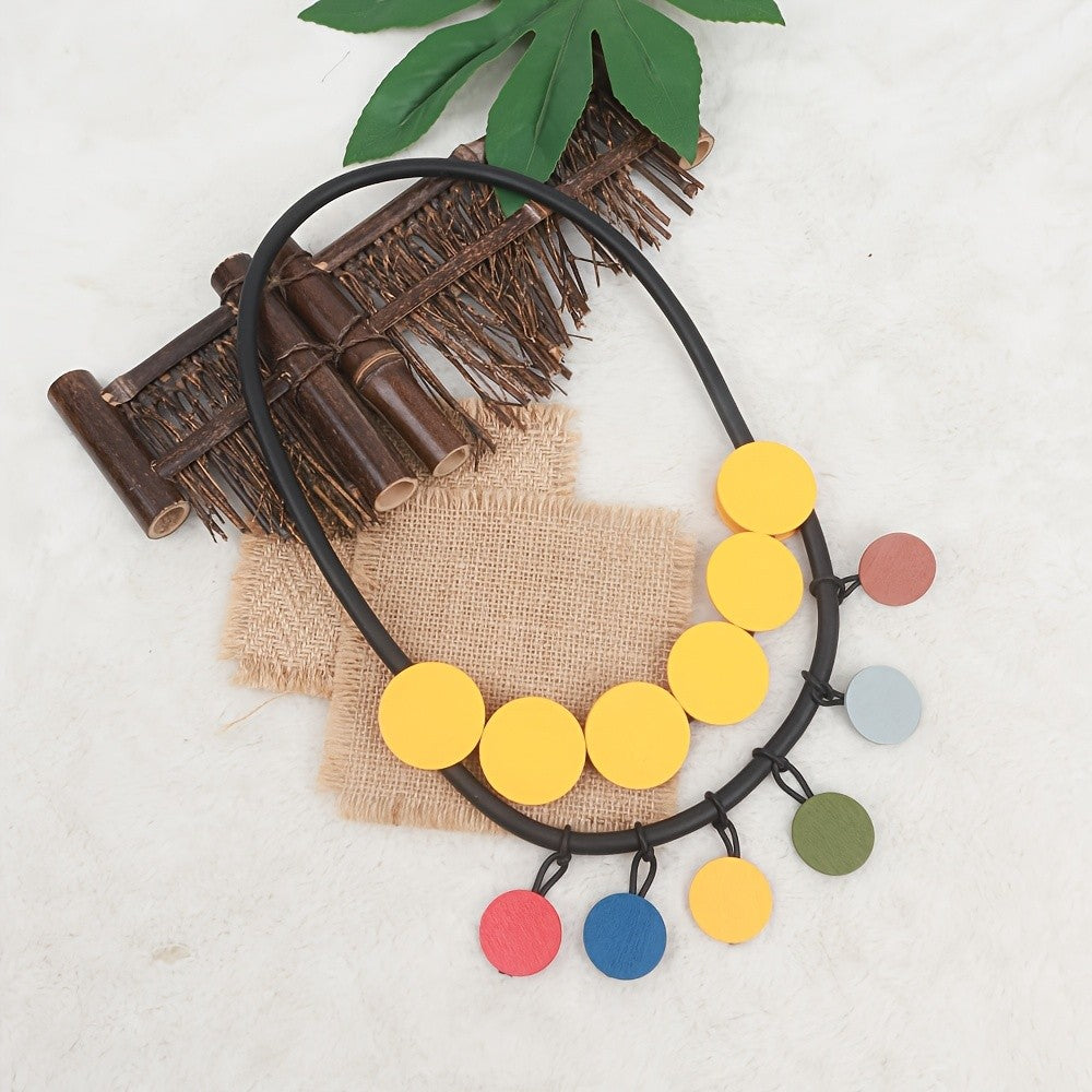 Colorful Round Disc Boho Necklace
