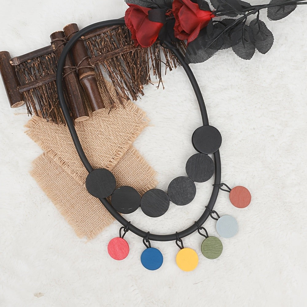 Colorful Round Disc Boho Necklace