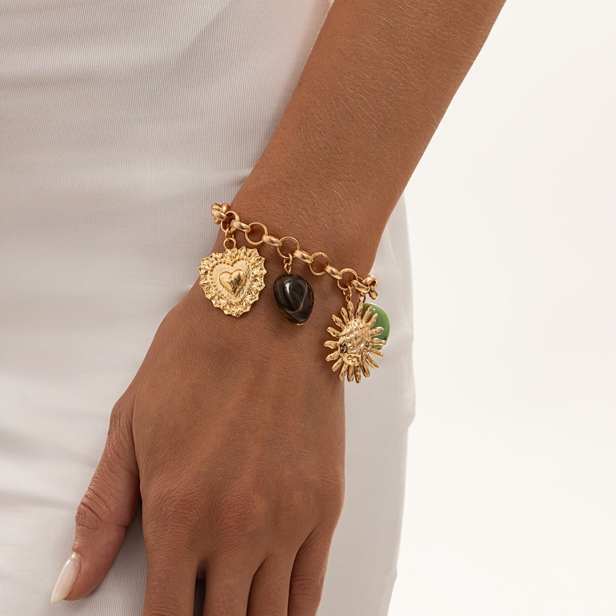 Vintage Sun Charm Link Bracelet