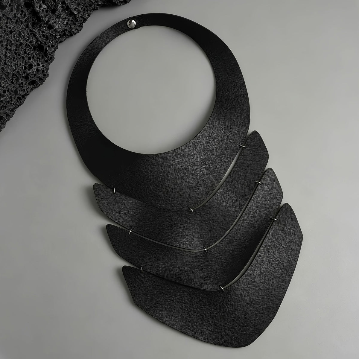 Black Layered Geometric Choker Necklace