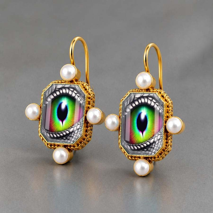 Vintage Square Eye Pearl Earrings