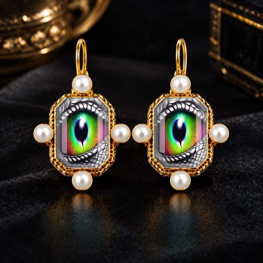 Vintage Square Eye Pearl Earrings
