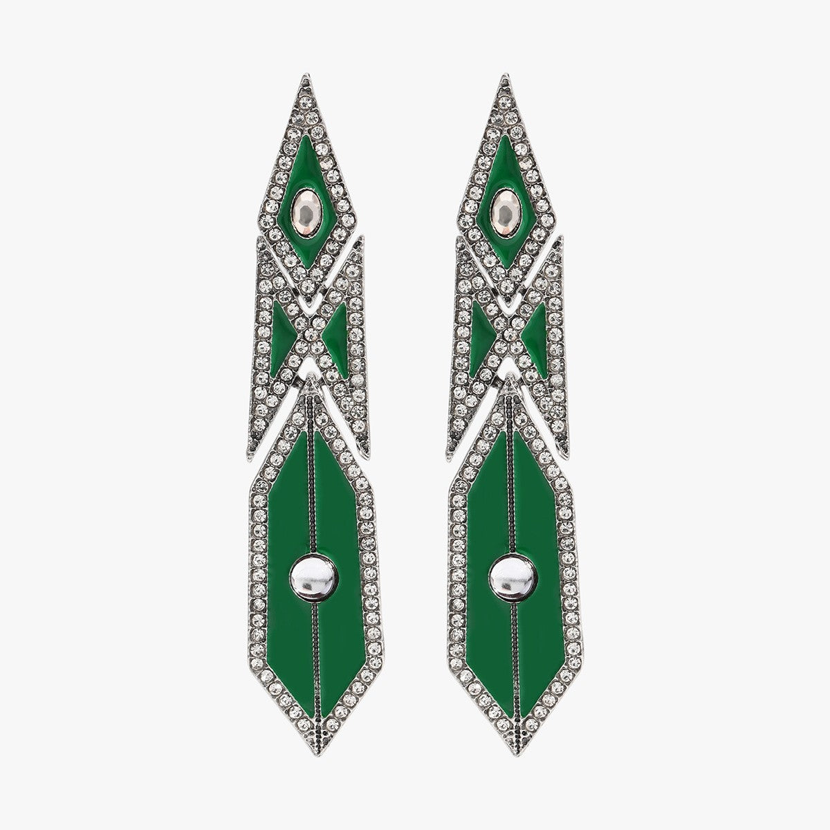 Vintage Geometric Inlay Drop Earrings