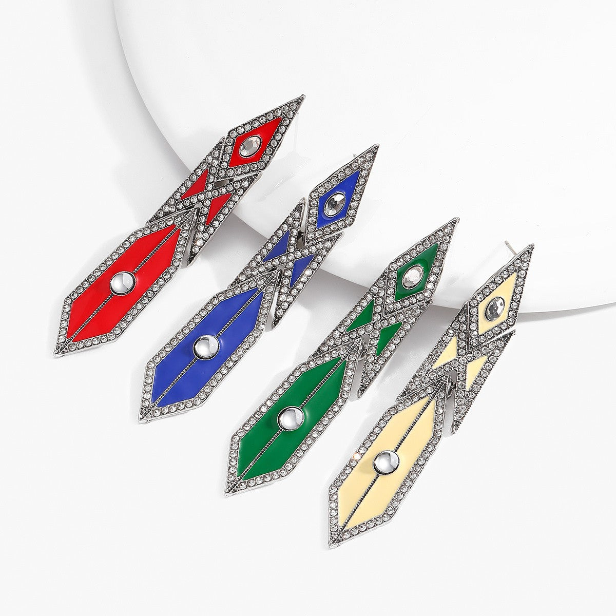 Vintage Geometric Inlay Drop Earrings