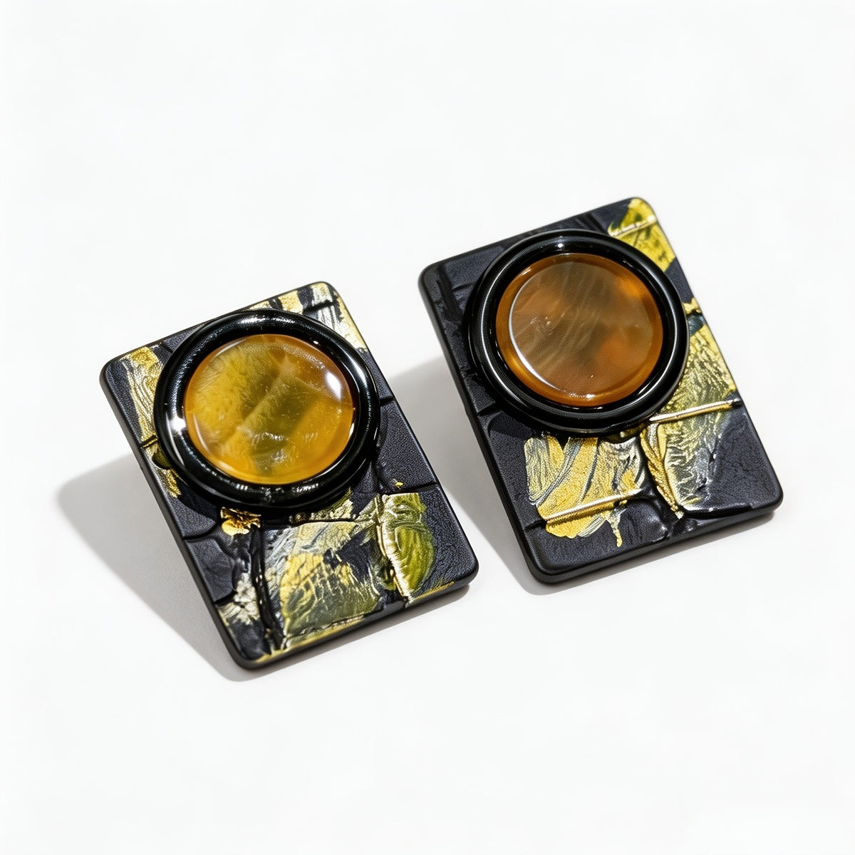 Vintage Square Resin Stud Earrings