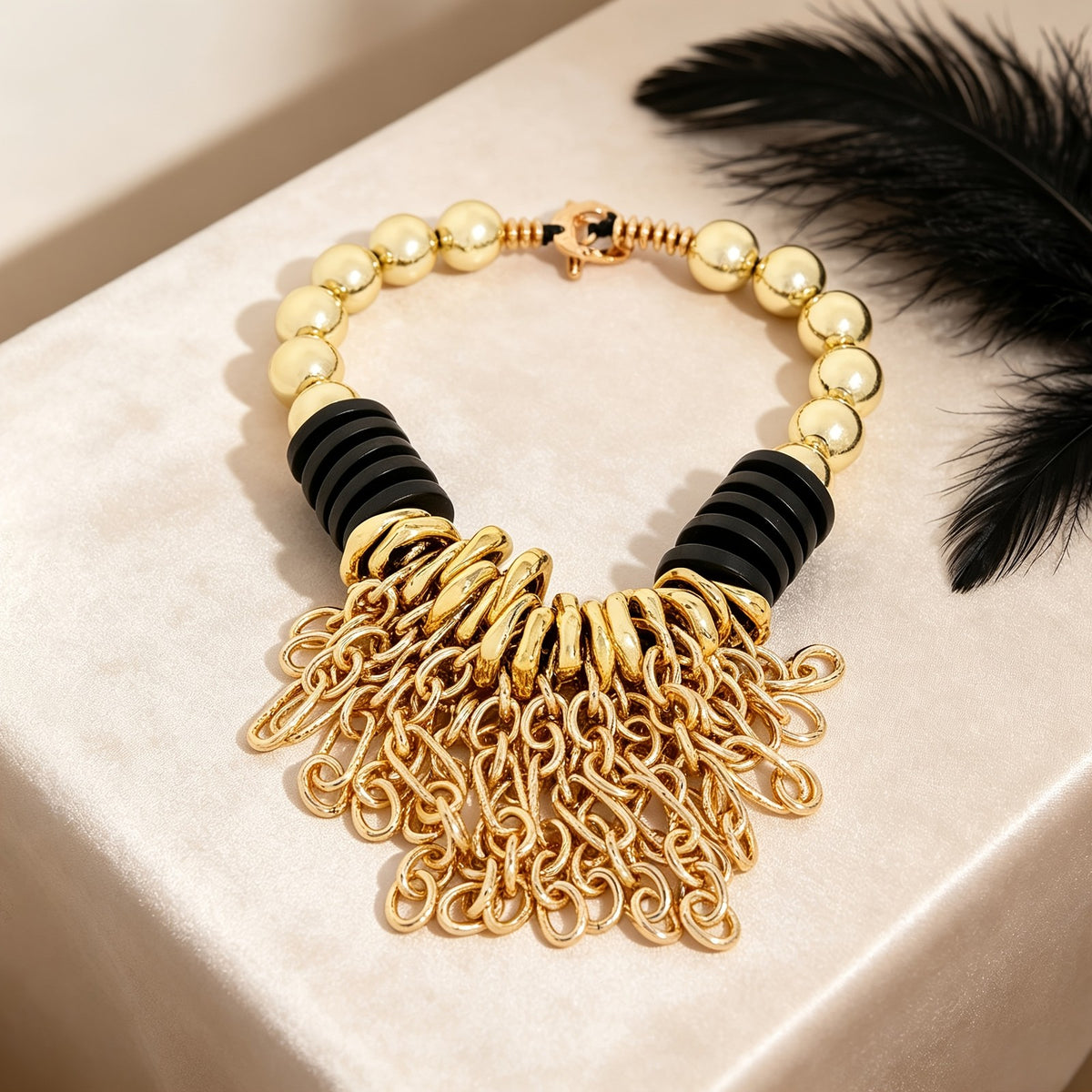 Vintage Beaded Tassel Necklace