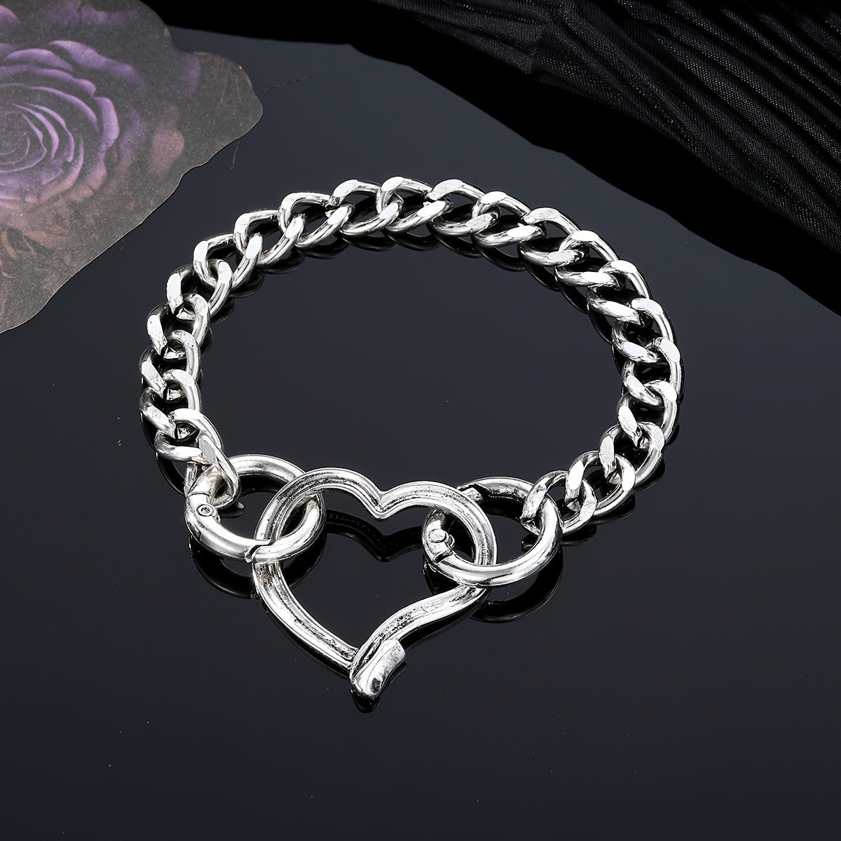 Vintage Large Heart Link Bracelet