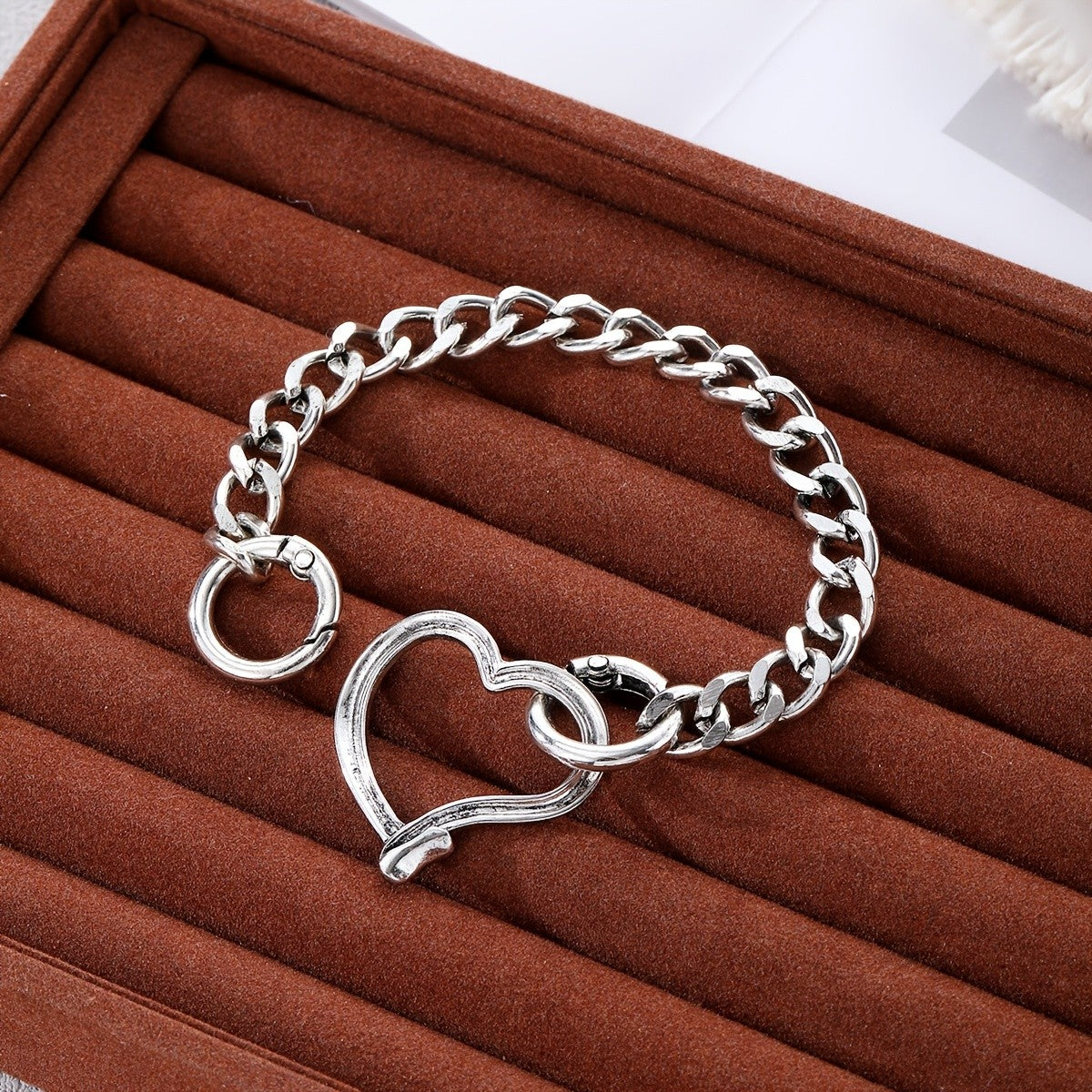 Vintage Large Heart Link Bracelet
