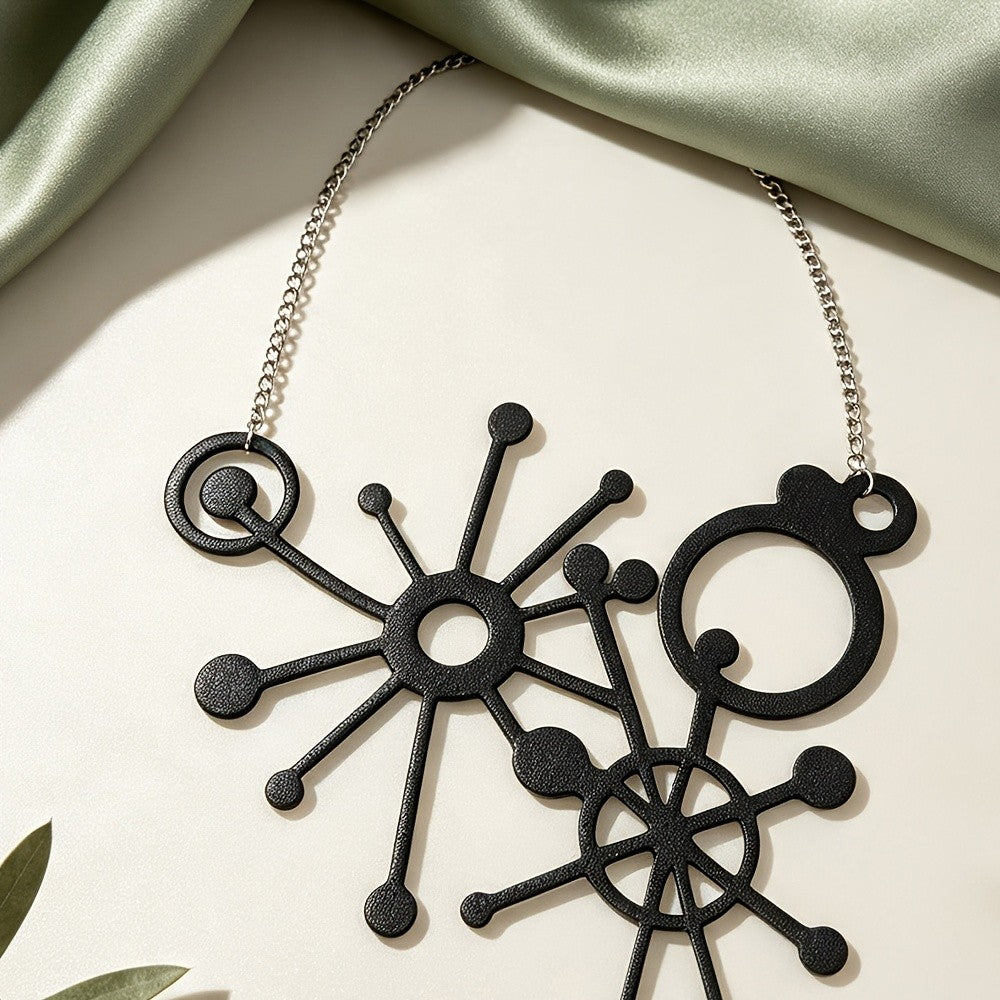 Black Geometric Starburst Necklace